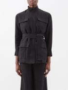 Casa Raki - India Tie-waist Organic-linen Jacket - Womens - Black