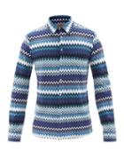 Missoni - Zigzag Stripe Cotton Shirt - Mens - Blue
