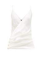 Matchesfashion.com Balmain - Wrap Effect Silk Camisole Top - Womens - Ivory