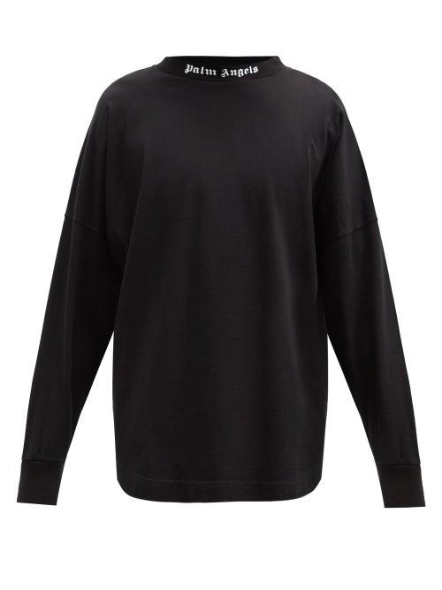Matchesfashion.com Palm Angels - Logo-print Cotton-jersey Long-sleeved T-shirt - Mens - Black
