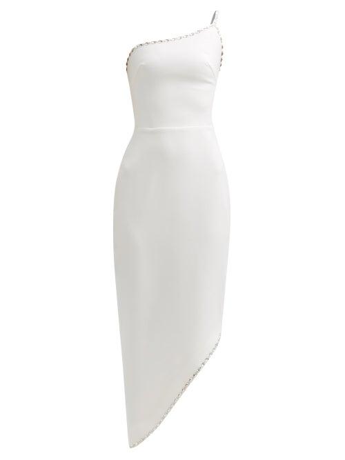 Matchesfashion.com Rasario - Crystal-embellished One-shoulder Crepe Dress - Womens - White