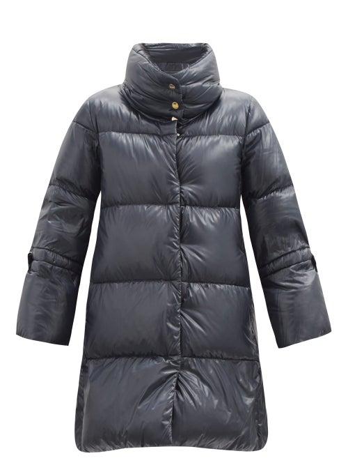 Matchesfashion.com Herno - Funnel-neck Quilted Down Coat - Womens - Navy
