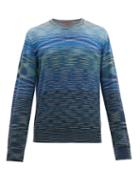 Matchesfashion.com Missoni - Striped Crew Neck Wool Sweater - Mens - Blue Multi
