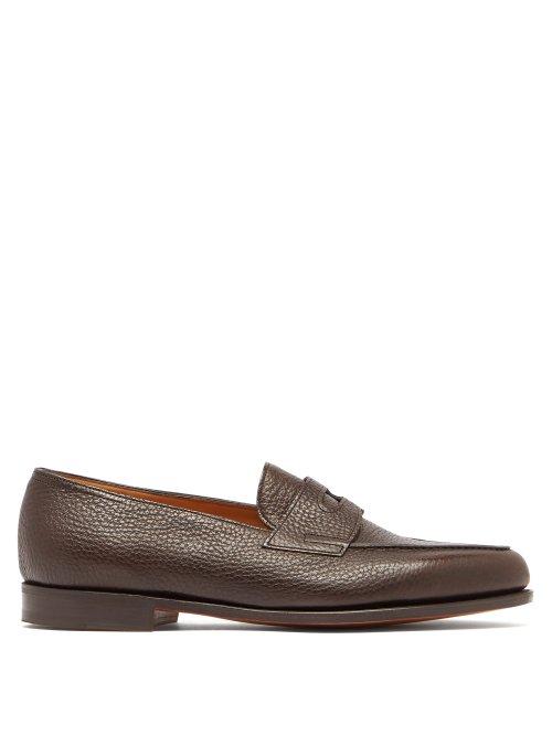 Matchesfashion.com John Lobb - Lopez Grained Leather Penny Loafers - Mens - Brown