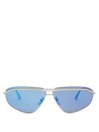 Matchesfashion.com Balenciaga - Reflective Metal Sunglasses - Mens - Blue Silver