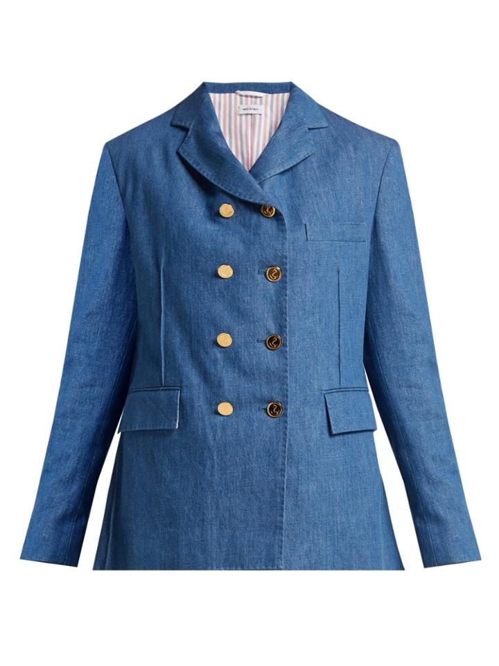 Thom Browne Denim Double-breasted Blazer