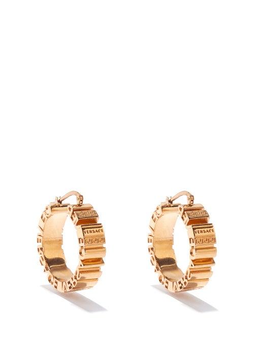 Versace - Logo-engraved Hoop Earrings - Womens - Gold