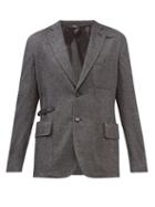 Brioni - Travel Belted Cashmere-blend Flannel Blazer - Mens - Dark Grey