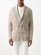 Thom Sweeney - Double-breasted Shawl-collar Ribbed-linen Cardigan - Mens - Beige