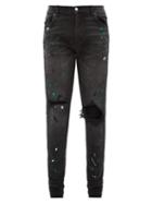 Matchesfashion.com Amiri - Paint Splattered Distressed Skinny Leg Jeans - Mens - Black