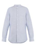 Ermenegildo Zegna Grandad-collar Checked Cotton-blend Shirt