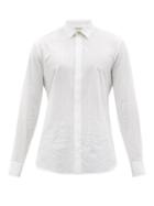 Saint Laurent - Point-collar Striped-jacquard Cotton-poplin Shirt - Mens - White