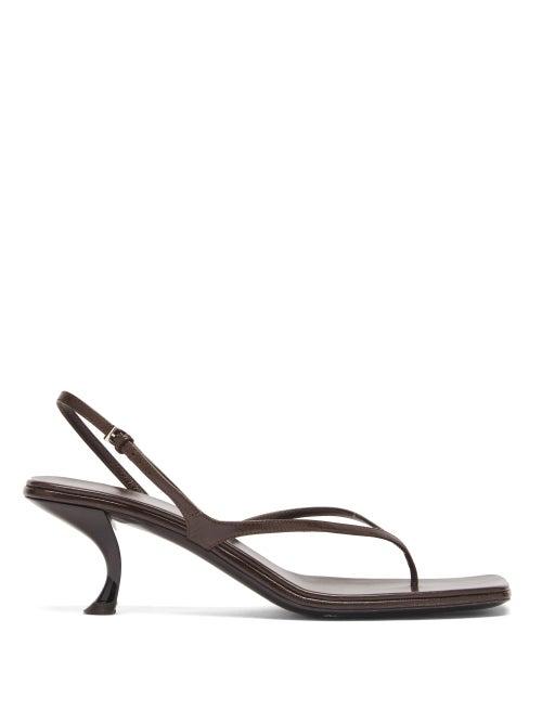 Matchesfashion.com The Row - Constance Mid-heel Leather Sandals - Womens - Dark Brown