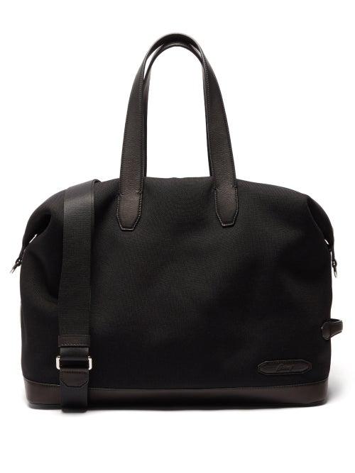 Brioni - Interlock And Leather Holdall - Mens - Black