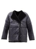 4 Moncler Hyke - Lema Reversible Faux-fur & Quilted Down Coat - Womens - Navy