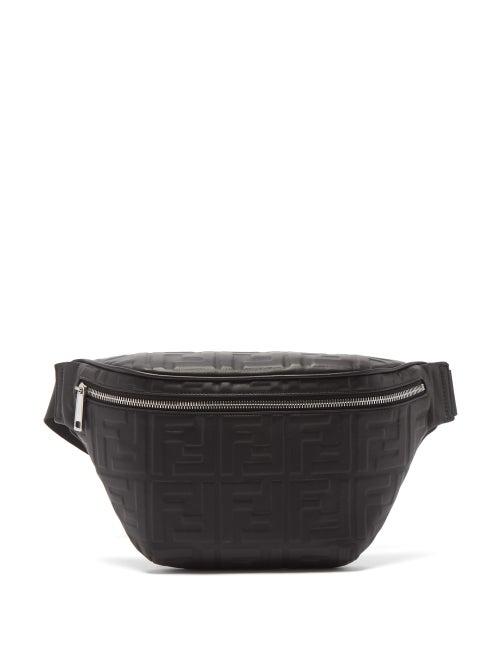 Matchesfashion.com Fendi - Belt Ff-embossed Leather Cross-body Bag - Mens - Black