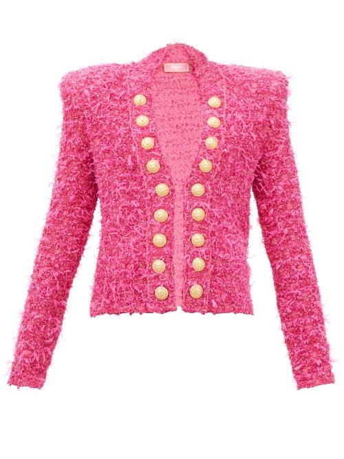 Balmain - Spencer Lurex-tweed Jacket - Womens - Pink