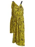 Matchesfashion.com Colville - Abstract Print Asymmetric Tie Waist Dress - Womens - Yellow Print