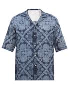 Officine Gnrale - Eren Bandana-print Cotton-poplin Shirt - Mens - Blue