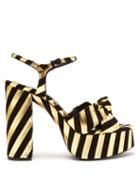 Matchesfashion.com Saint Laurent - Bianca Striped Leather And Suede Platform Sandals - Womens - Black Gold