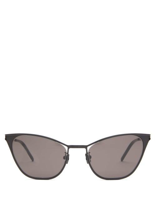 Matchesfashion.com Saint Laurent - Cat-eye Metal Sunglasses - Womens - Black