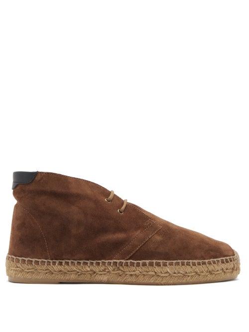 Matchesfashion.com Saint Laurent - Wyatt Jute-midsole Suede Boots - Mens - Dark Brown