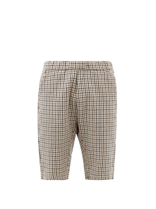 Barena Venezia - Agro Check Cotton-blend Hopsack Shorts - Mens - Brown