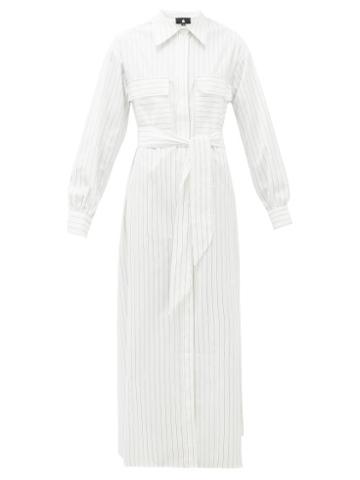 Matchesfashion.com Su Paris - Jad Belted Cotton-poplin Maxi Shirt Dress - Womens - White Stripe