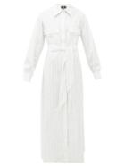Matchesfashion.com Su Paris - Jad Belted Cotton-poplin Maxi Shirt Dress - Womens - White Stripe