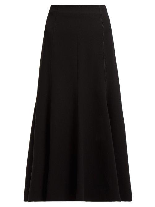 Matchesfashion.com Gabriela Hearst - Amy Fluted Stretch Silk Crepe Midi Skirt - Womens - Black