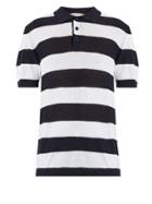 Éditions M.r Riviera Striped Fine-knit Polo Shirt