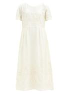 Matchesfashion.com Mimi Prober - Amelia Embroidered Organic-cotton Maxi Dress - Womens - Ivory
