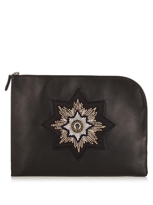 Alexander Mcqueen Badge-appliqu Leather Pouch