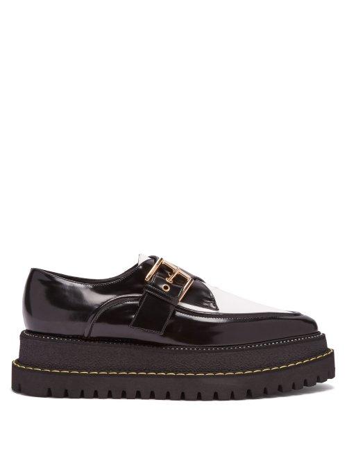 Matchesfashion.com No. 21 - Raised Sole Monk Strap Leather Shoes - Womens - Black White
