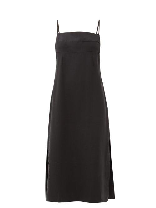 Matchesfashion.com Haight - Paula Side-slit Twill Dress - Womens - Black