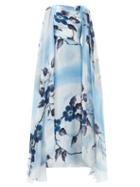 Matchesfashion.com Rodarte - Hand-painted Floral Silk Gown - Womens - Blue Print