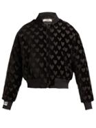 Matchesfashion.com Fendi - Heart Motif Velvet Bomber Jacket - Womens - Black
