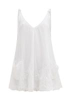 Matchesfashion.com Juliet Dunn - V-neck Hand-embroidered Cotton-voile Mini Dress - Womens - White