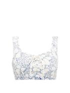 Matchesfashion.com Marysia - Palm Springs Scalloped Floral-print Bikini Top - Womens - Blue Print