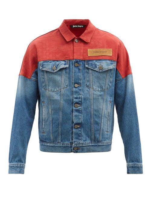 Palm Angels - Colour-block Denim Jacket - Mens - Blue