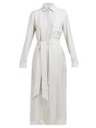 Matchesfashion.com Odyssee - Fontanne Striped Tie Waist Shirtdress - Womens - White