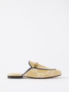 Gucci - Princetown Gg-jacquard Faux-raffia Mules - Womens - Cream Multi