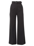 Matchesfashion.com Emilia Wickstead - Jana Belted Crepe Wide Leg Trousers - Womens - Black