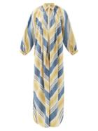 Matchesfashion.com Marrakshi Life - Gathered Striped Cotton-blend Tunic Shirt Dress - Womens - Multi Stripe