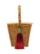 Matchesfashion.com Wai Wai - Picnic Tassel Charm Wicker Bag - Womens - Yellow Multi