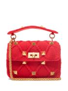 Ladies Bags Valentino Garavani - Roman Stud Medium Crocheted Shoulder Bag - Womens - Red