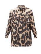 Matchesfashion.com Ganni - Leopard-print Linen-blend Shirt - Womens - Leopard