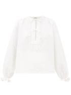 Matchesfashion.com Belize - Rachelle Tie-neck Slubbed-voile Top - Womens - White