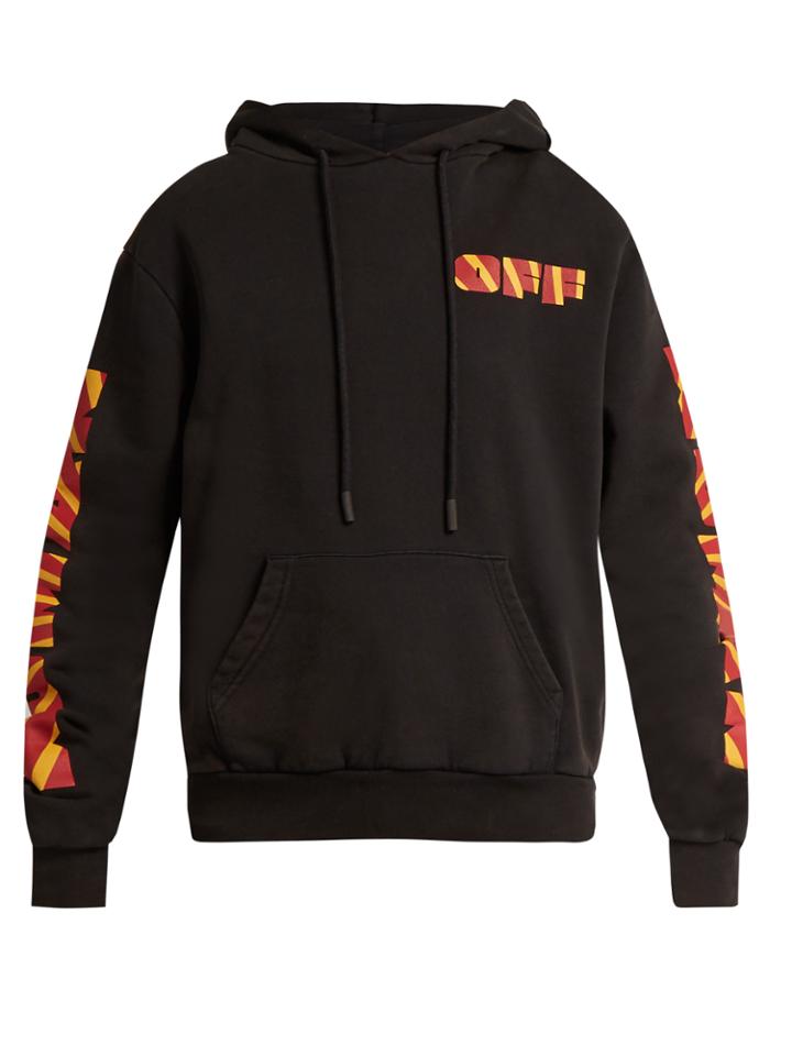 Off-white Rays Logo-print Hooded Cotton-jersey Sweatshirt