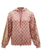 Gucci - Gg-jacquard Hooded Silk Jacket - Womens - Pink Multi